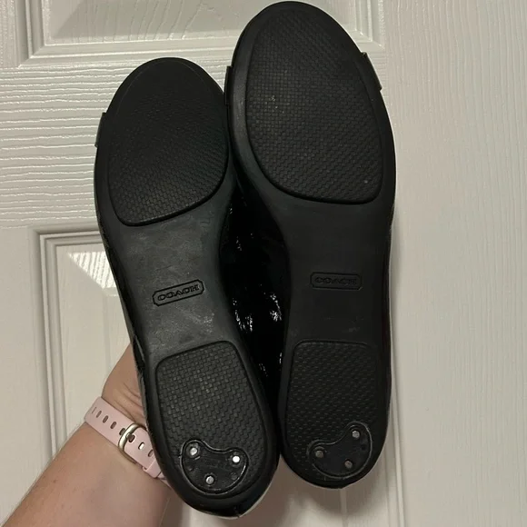 Women’s Shoes Designer Brand Coach London Black Patent Leather Flats Size 6.5 - Picture 7 of 10